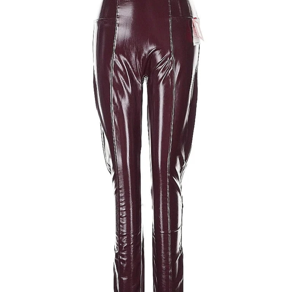 Women's Burgundy Faux Leather Pants